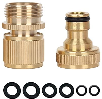 YAAVAAW Brass Garden Hose Tap Connector - 3/4 Hose Female Threaded Tap Connector & Hose Male Quick Connector Adapter,Brass Connector Fittings,Garden Irrigation Accessories Car Wash Pipe Fittings