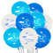Oblique Unique® Fisch Luftballon Set - 10 Ballons mit Fischmotiv für Taufe Kommunion Konfirmation Junge Geburtstag Hochzeit Deko Weiß Blau