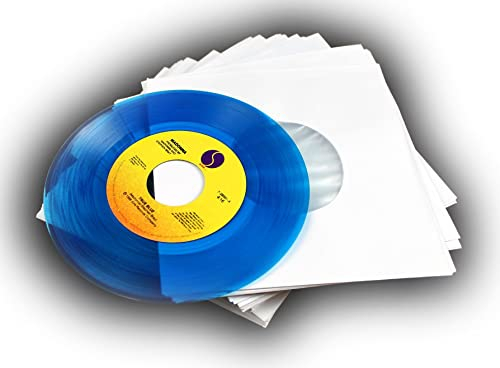 100 BUSTINE in CARTA BIANCA forate + VELINA ANTIGRAFFIO ANTISTATICA per dischi vinile 7 45 giri rpm singoli diametro 18 cm