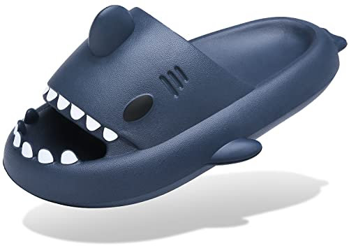 Ciabatte Squalo Estive Donna Uomo Pantofole da bagno Comode Ciabatta da Doccia Antiscivolo Sandali da Spiaggia e Piscina a Punta Aperta Shark Slides Slippers, Marina, 36/37 EU
