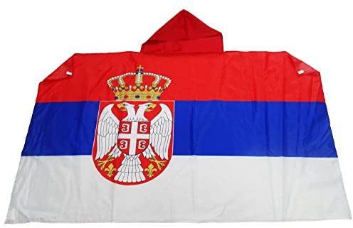 AZ FLAG - Umhangflagge Serbien - 150x90 cm - Serbische Cape Fahne 100% Polyester mit integrierten Ärmeln und Kapuze - Body Flag 80g