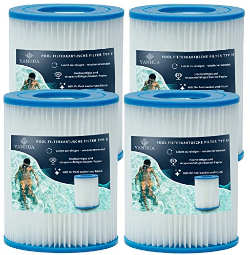 YANHUA Poolfilter Kartusche Typ II, Pool Filter größe 2, für 58383/58381/58093/58094, Filterkartuschen Kartuschenfilter Papier (4)