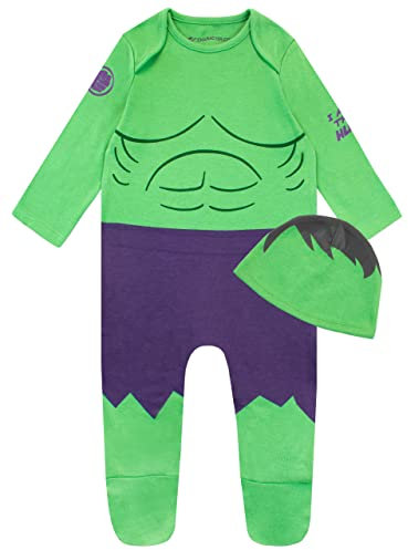 Marvel Baby Schlafanzug | Hulk Strampler Neugeborene | Strampler Für Baby-Jungen | Kleidung Neugeborene Grün 92