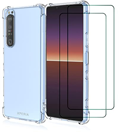 SHYXGLON Schutzhülle für Sony Xperia 5 IV mit zwei Displayschutzfolien, Sony Xperia 5 IV Hülle, kristallklar, ultradünn, weich, TPU, flexibel, verstärkte Ecken, für Sony Xperia 5 IV (transparent)