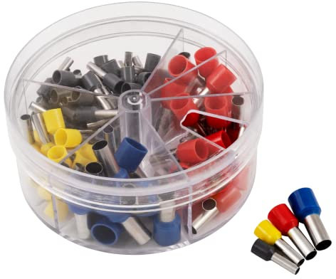 MC POWER - Aderendhülsen-Set | 100 Isolierhülsen | isoliert, 4-16 mm² Endhülsen für Kabel, Kennfarbe nach DIN grau, rot, gelb, blau