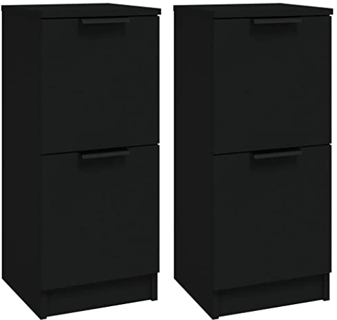 vidaXL Sideboards 2 STK. Schwarz 30x30x70 cm Holzwerkstoff