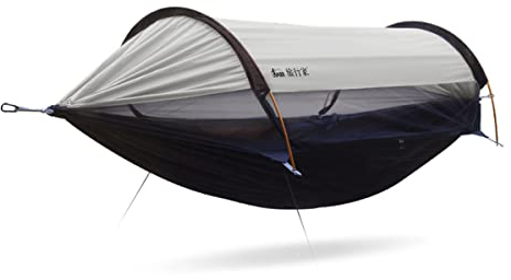 DESHVA Hamaca De Camping Multifuncional con Sombrilla Y Red De Ventilación, Protección Solar E Impermeable, De Carga 440IB, Senderismo, Camping, Playa En El Patio Trasero, 270X140 Cm,Grey