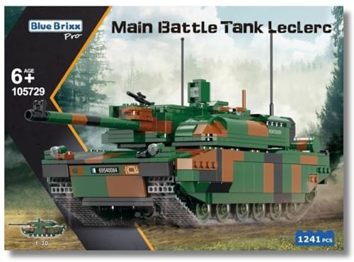BlueBrixx Pro 105729 – Kampfpanzer Leclerc, Bundeswehr aus Klemmbausteinen mit 1241 Bauelementen. Kompatibel mit anderen Klemmbausteinherstellern. Lieferung in Originalverpackung.