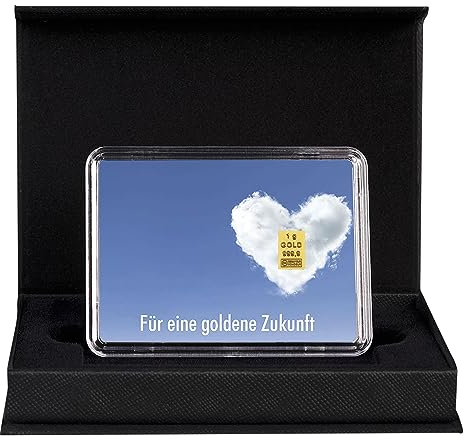 Goldstücke24 - Für eine goldene Zukunft - Goldbarren 1g in schwarzer Geschenkbox - Tolle Geschenkidee