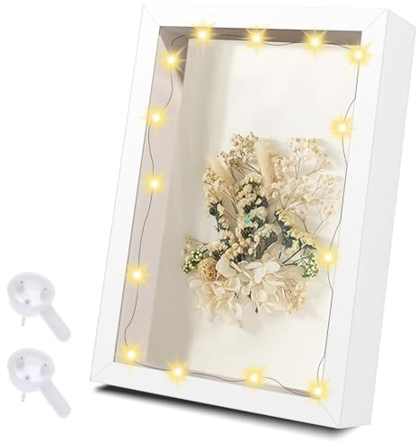 Nizirioo Marco de fotos 3D para rellenar, marco de fotos de 20 x 20 cm, marco de fotos para rellenar con cristal acrílico irrompible, cadena de luces LED 3D, marco de fotos para rellenar