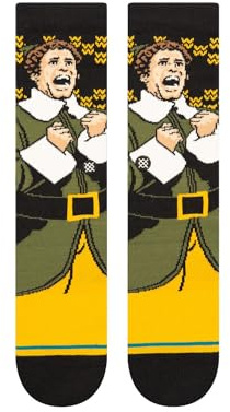 Stance Crew Socks - Elf Smilings My Favorite (Black, Large)