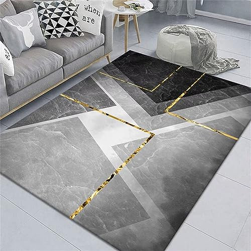 Webteppich Area Rug Grau geometrisches Design gelbe Linie mit Anti-Schimmel und Keine Verformung Büro Teppich 200 x 300 cm