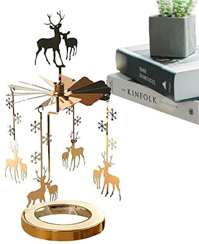 Rotierender Kerzenständer Mit Drehendem -teelichthalter Karussell Weihnachten - Drehender Kerzenhalter - Drehbarer Kerzenhalter | Für Weihnachten, Hochzeit, Golden