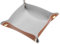 sourcing map PU Leder Schmuckträger 8.3x8.3 Klappbares Valet Fach Organizer Auffangschale für Reisetisch Nachttisch Schlüssel Münze Uhr Grau-Braun