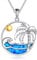 HUKKUN Palm Tree Necklace Sterling Silver Palm Tree Pendant Wave Necklace Beach Sun Hawaiian Jewellery Gifts for Surfer Women
