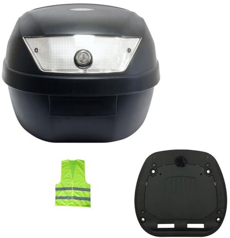 Compatible avec KYMCO Agility 50 Carry Top Case Polypropylene SIFAM 28 litres Complet avec Plaque + KIT DE Montage pour Moto Scooter Porte-Bagages pour 2 Casques Noir Mat