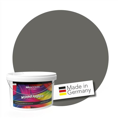 WALLCOVER hochwertige Wandfarbe für Innen | Schiefergrau | 5L für 40m² | Hochdeckende Innenfarbe Matt (Klasse 1) | Profi Qualität aus Deutschland