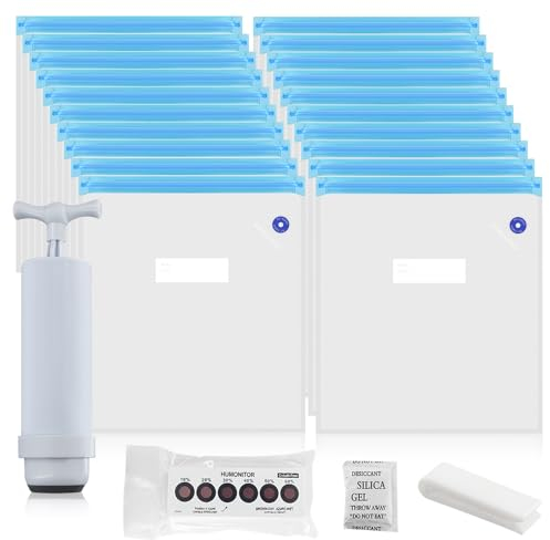 Vakuum Kit, 20 Stück 30 X 34 cm 3D Drucker Filament Vakuumkompression Mit Manueller Luftpumpe, Wiederverwendbare Vakuumbeutel, Transparente Vacuum Bags Für Filament Feuchtigkeitsgeschützt