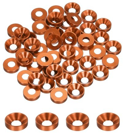 QUARKZMAN Rondelles à Contre-Alésage M6 de 50 Pièces, Alliage d'Aluminium Anodisé de 13,8 mm/0,54 Pouces, Joints de Culasse pour Vis RC/FPV/PC/Pièces d'Accessoires de Drone, Orange