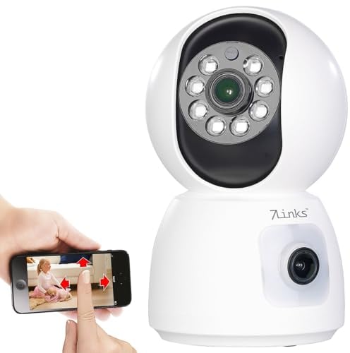 7links Haustierkamera: Dual-Linsen-WLAN-Kamera, je Full HD, Farb-Nachtsicht, Tracking, Sirene (Überwachungskamera Sirene, Sicherheitskamera, Überwachungscamera)
