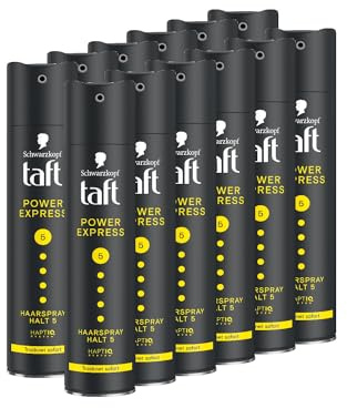 Schwarzkopf Taft Haarspray Power Express (12x 250 ml), Haltegrad 5 Haarstyling, Haarspray für alle Haartypen, trocknet sofort, Vegane Formel* | Haltegrad 5, Für alle Haartypen, Trocknet sofort, Vegane Formel
