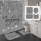 4Pcs Family Glitter Diamond Shower Curtain Sets, Gray Famliy Shower Curtain with Toilet Lid Cover and Rugs, Luxury Bling Shiny Shower Curtains for Home Bathroom Set Decor with 12 Hooks, 72 x 72 inch