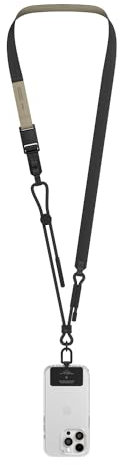 elago Phone lanyard Compatible con Smartphones - 2 tipos de lengüetas de teléfono, Ajustable Crossbody y Correa para el cuello con FIDLOCK hebilla magnética y mosquetón - Duradero y Fuerte (Negro)