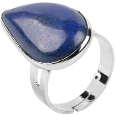 Tesselite Steinring – Naturstein-Wassertropfen-Ringe für Damen und Herren, Fingerring, lila, rosafarbener Quarz, Tigerauge, Hochzeitsschmuck, passt zu jeder Fingergröße, Lapislazuli, Einheitsgröße