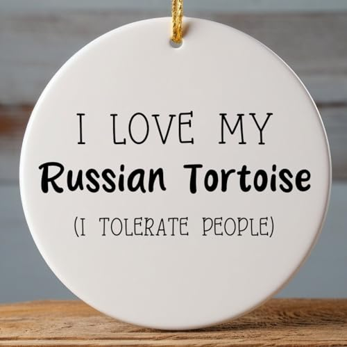 Weihnachtsbaumschmuck Russische Schildkröte Russische Schildkröte Liebhaber Herpetologie Reptilien-Enthusiast, Exotisches Haustier Reptil Ideal Weihnachtsanhänger Runde Keramik Ornament