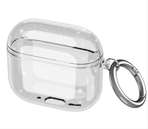 GIOPUEY Hülle Kompatibel mit Airpods 4 2024, TPU Stoßfeste Schutzhülle, Ultradünn, Kein Geruch, Hülle Silikon- Transparent Glitter