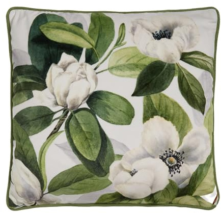 SOIREE - Marineblaues Kissen mit Blumenmuster (43 x 43 cm) – Füllung im Lieferumfang enthalten – wendbar (2 Farben) – Kissen mit Paspelrand in Blau – blaues Kissen mit Bezug/Kisseneinsätze – passende