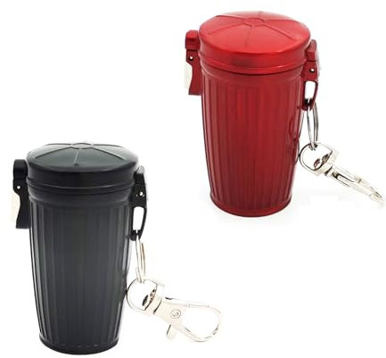 2 Stück Mini Taschenaschenbecher Geruchsdicht,Zigaretten Taschenascher,Taschenaschenbecher für Unterwegs,Taschenaschenbecher Geruchsdicht mit Deckel und Schlüsselring (Rot,Schwarz)