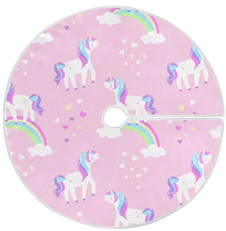 Christbaumdecke Einhorn Auf Regenbogen Weihnachtsbaumdecke Rund Decorations Christbaum Decke Weich Weihnachtsbaum Decke Für Neujahr Weihnachten Urlaub S