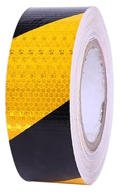 thirei 12m × 5cm Nastro Riflettente Adesivo, Nastro Catarifrangente Adesivo, Nastro Segnaletico Giallo Nero, per la Sicurezza dei Segnali di Avvertimento