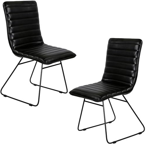Casa Moro Konferenzstuhl Polsterstuhl Stühle Esszimmer 2er Set Lederstuhl Schwarz Besucherstuhl Wartezimmerstühle Echtleder Stuhl Modern