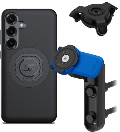 QUAD LOCK Brake Cylinder Clamp Shell Mobile Phone Holder for Motorcycle with Vibration Damper and MAG Case for Galaxy S25+