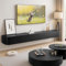 Ribanedy Modern Floating TV Unit | Wall-Mounted Entertainment Media Console | Large Storage TV Bench for Living Room & Office (Black, 140cm)