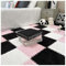 9 Stück Ineinander Greifende Plüsch-Teppichfliesen for Schlafzimmer, Quadratischer 30 X 30 cm Schaumstoff-Puzzle-Teppich, Spielmatte for Den Bodenbelag Aus Eva-Schaum(White+pink+Black)
