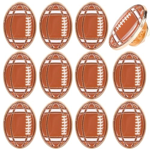 SUNNYCLUE 1 Box 20Pcs Rugby Brooch Sports Enamel Pins Gold Metal Alloy Sport Team Themed Ball Football Logo Decoration Lapel Pin Brooches Badge with Clutch for Backpacks Clothes Bags Hat Accessories