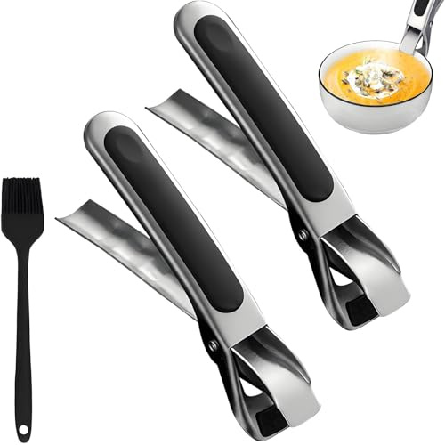 agogue 2 Stück Silikon Zange für Heißluftfritteuse, Airfryer Backblech Griff Set, Küchenzange mit rutschfestem Edelstahl für Airfryer, Schwarz