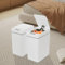 Biknltio Poubelle automatique avec capteur 2 pièces beige 12 l 16 x 23,5 x 32 cm