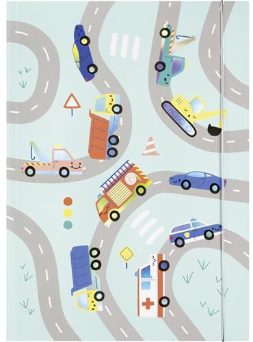 folia 69023 - Sammelmappe A3 HOTFOIL VEHICLES, Zeichenmappe aus FSC-Mix Papier mit Folienveredelung, Mappe aus stabilem Karton mit Gummiband