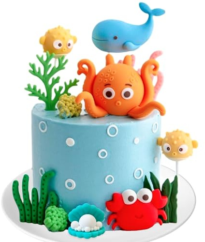 Meerestier Tortendeko Geburtstag Ozean Themen Kuchen Dekoration | Meerestier Tortendeko Geburtstag Ozean Themen Kuchen Dekoration Deko Meerestier Kuchen Topper für Unter Meer Themen Party