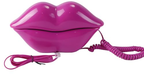 Tiardey Telefono fisso con filo a forma di bocca, colore rosa, per casa, ufficio, negozi, decorazioni artistiche, regalo originale
