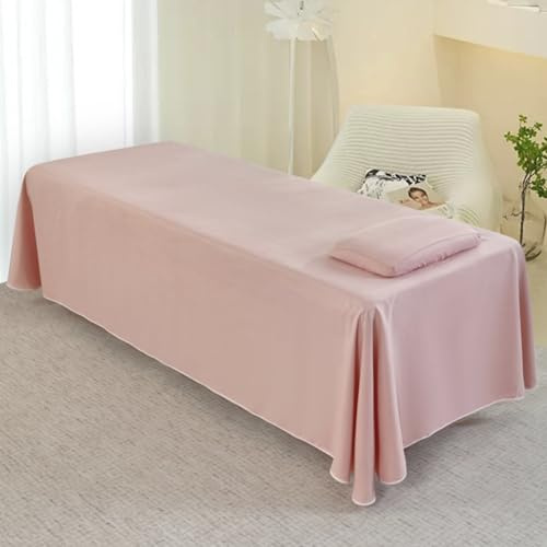 Surwin Drap pour Table de Massage avec Trou, Housse Table de Soin Esthetique Doux Lavable Drap Housse de Protection en Éponge pour Lit de Massage pour Esthetique, Spa (M23 Rose,120 * 230cm)