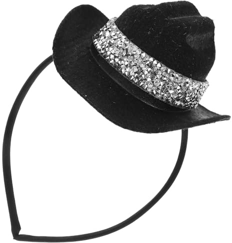 ULTECHNOVO Kleiner Zylinder Haarreif aus Leichtem Material in Schwarz mit Strass Fascinator Stirnband für Damen Party und Karnevalskopfschmuck für Halloween Vintage Mottopartys und Cosplay