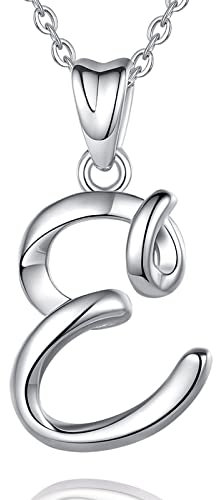 EUDORA Harmony Ball Kette mit Buchstaben E für Damen Sterling Silber 925, Halskette mit Anfang Buchstaben E Kette mit Namen Alphabet Initialen Anhänger Schmuck Geschenk für Frauen Mama Freundin, 45CM