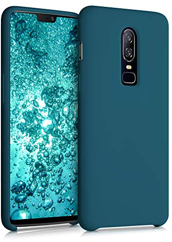 kwmobile Cover per OnePlus 6 Custodia - Back Case per Smartphone in Silicone TPU - Protezione Gommata - petrolio matt