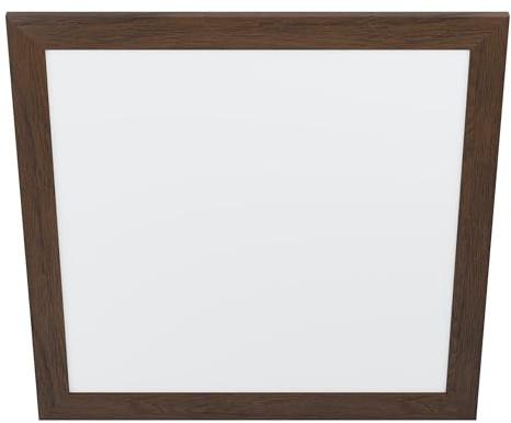 EGLO LED Panel Piglionasso mit Holz Deko-Rahmen | Deckenlampe Holz in Dunkel-Braun, Küchenlampe, Bürolampe, LED Flurlampe Decke neutralweiß, L x B 64,5 cm