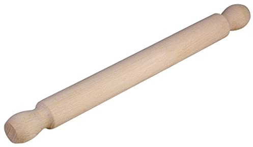 Glow Deluxe Profiled Rolling Pin – Professional Grade 40cmx3cm Classic Natural Beechwood Easy to Move & Roll Pastry Bread Dough Cookie Biscuit Roti Nan – Sturdy Durable Kitchen Chef Baking